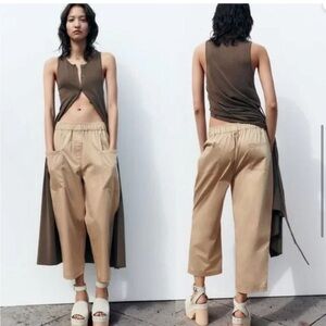 ZARA Poplin Pocket Pants in Toffee (Khaki) - XS - EUC